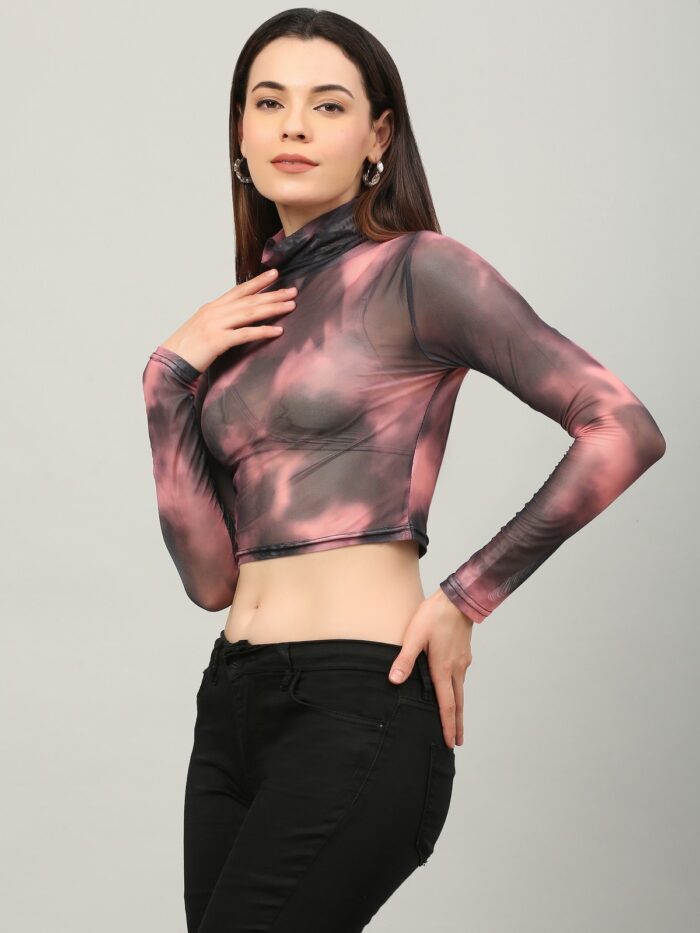Casual Tie & Dye Women Pink Multicolor Top