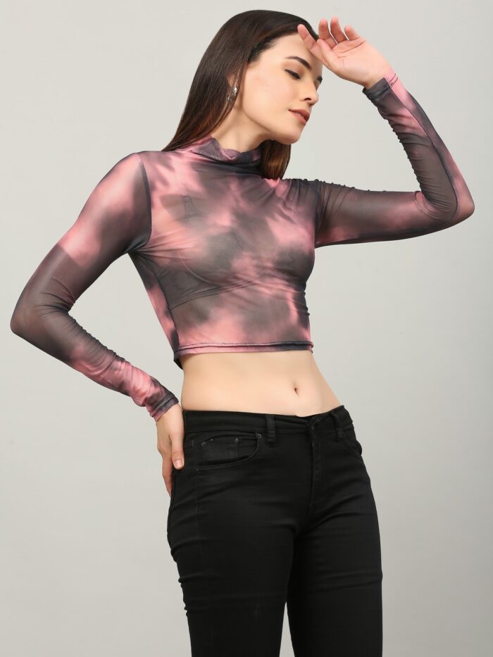 Casual Tie & Dye Women Pink Multicolor Top