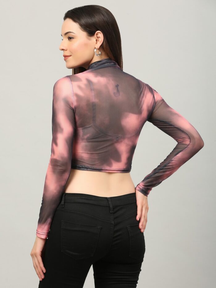 Casual Tie & Dye Women Pink Multicolor Top