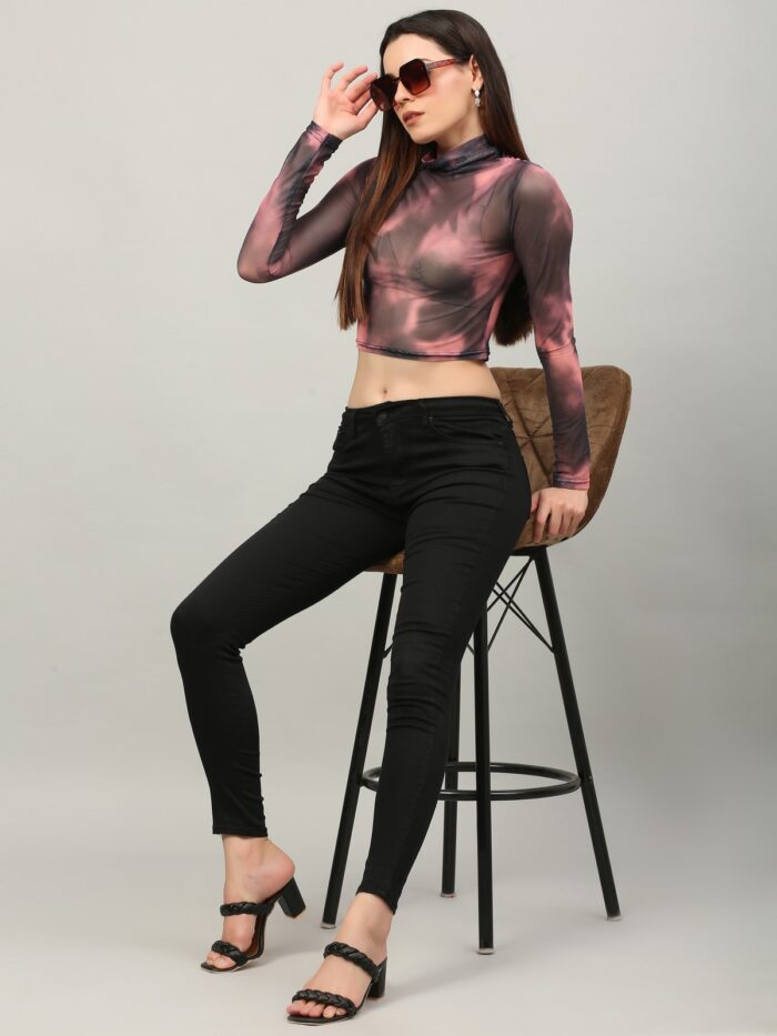 Casual Tie & Dye Women Pink Multicolor Top