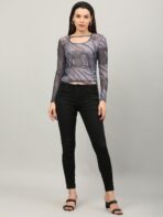Tie And Dye Grey Top For Women
