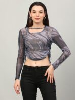 Tie And Dye Grey Top For Women