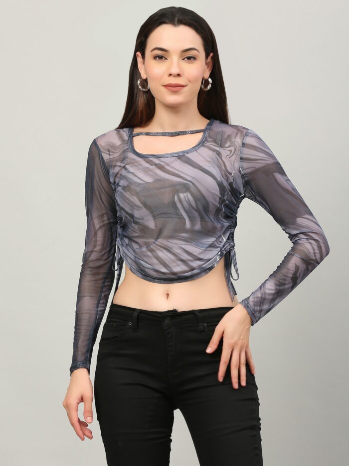 Tie And Dye Grey Top For Women