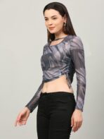 Tie And Dye Grey Top For Women