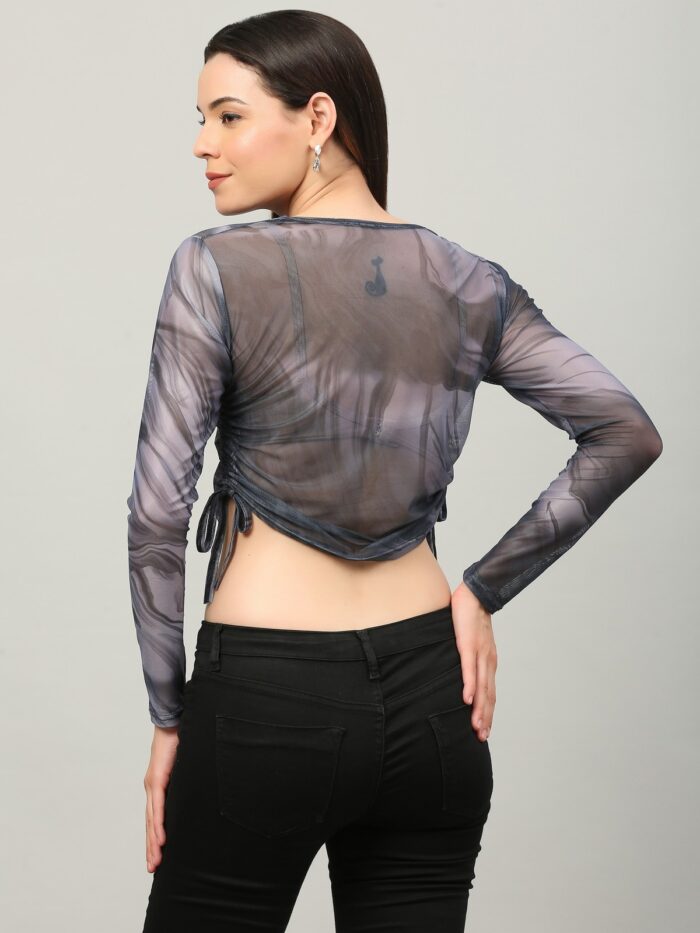 Tie And Dye Grey Top For Women