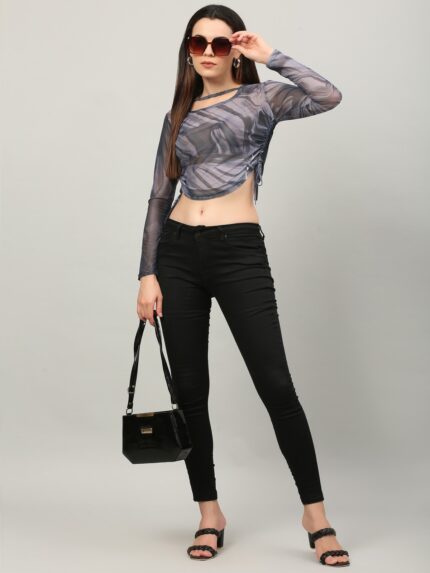Tie And Dye Grey Top For Women