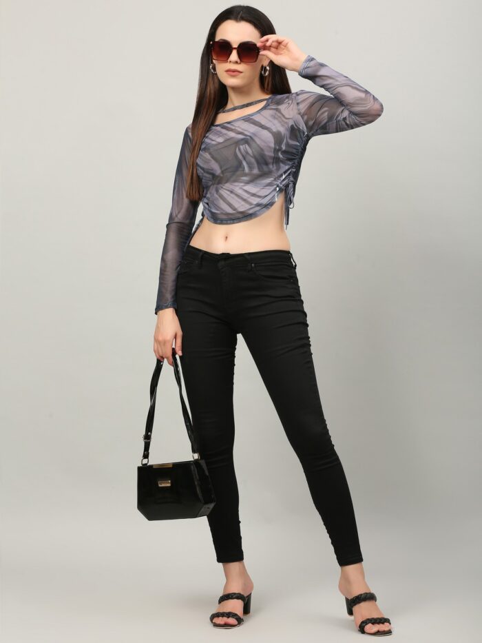 Tie And Dye Grey Top For Women