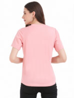 Women Printed Round Peach Red T-Shirt