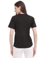 Women Printed Round Neck Black T-Shirt