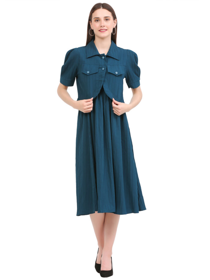 Two Piece Bottal Green Dress For Women