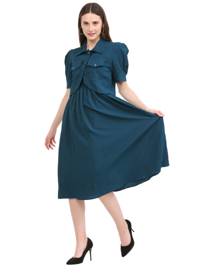 Two Piece Bottal Green Dress For Women