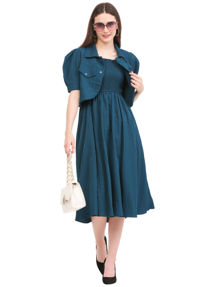 Two Piece Bottal Green Dress For Women