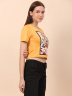 Women Printed Round Neck Yellow T-Shirt