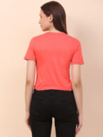 Women Printed Round Neck Red T-Shirt
