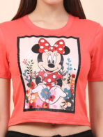 Women Printed Round Neck Red T-Shirt