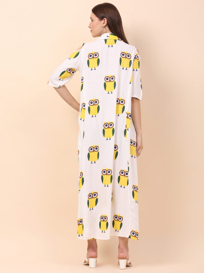 Women A-Line Yellow Multicolor Dress