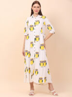 Women A-Line Yellow Multicolor Dress