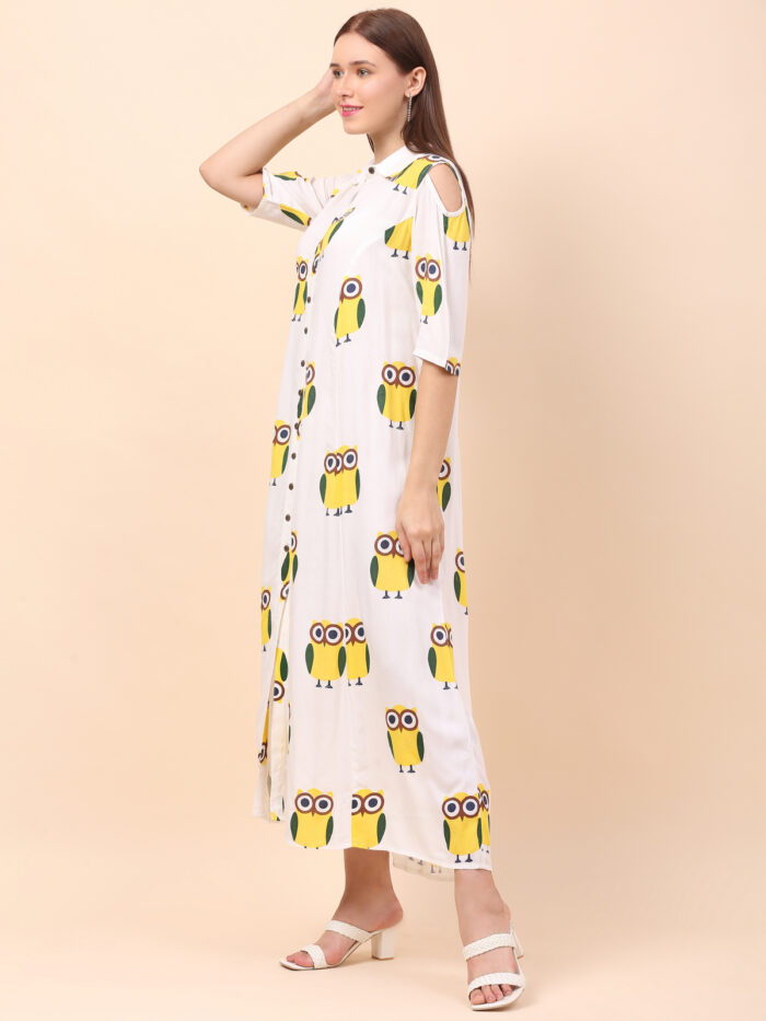 Women A-Line Yellow Multicolor Dress