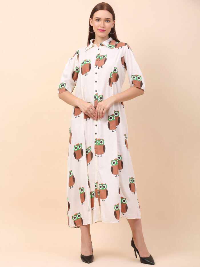 Women A-Line Brown Multicolor Dress