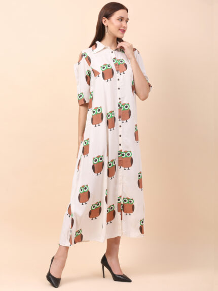 Women A-Line Brown Multicolor Dress