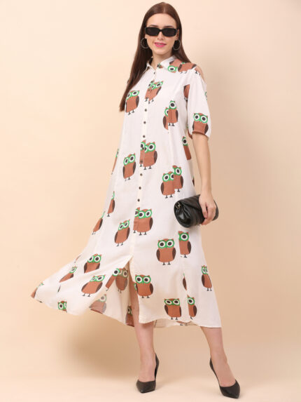 Women A-Line Brown Multicolor Dress