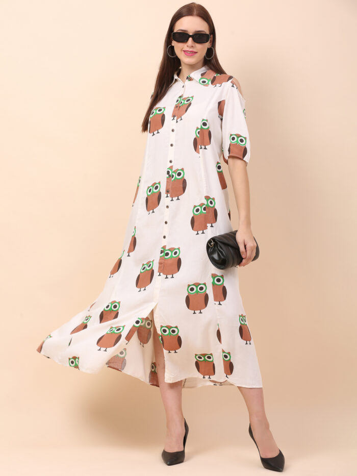 Women A-Line Brown Multicolor Dress