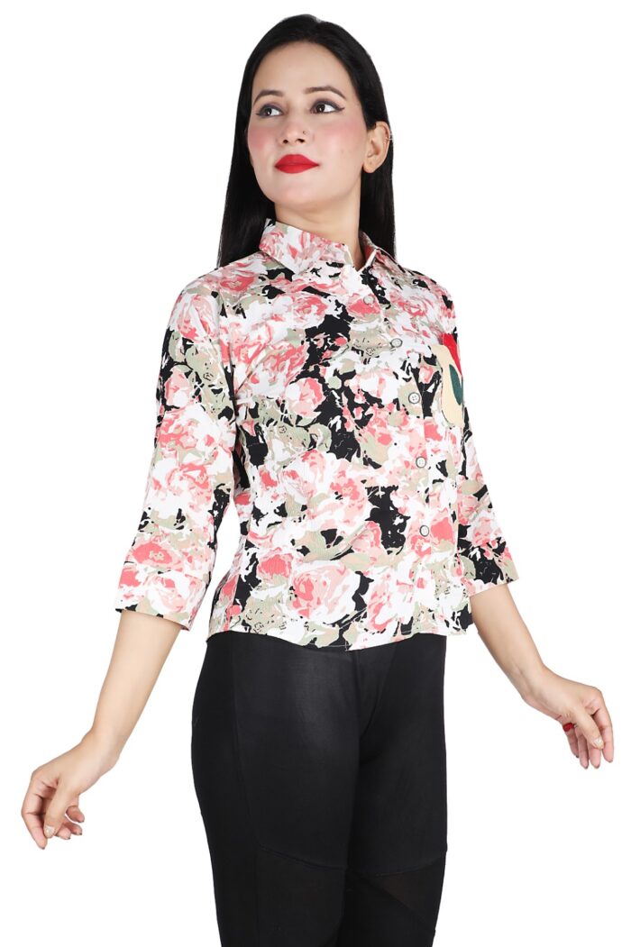 Casual Printed Women Multicolor Red Shirt