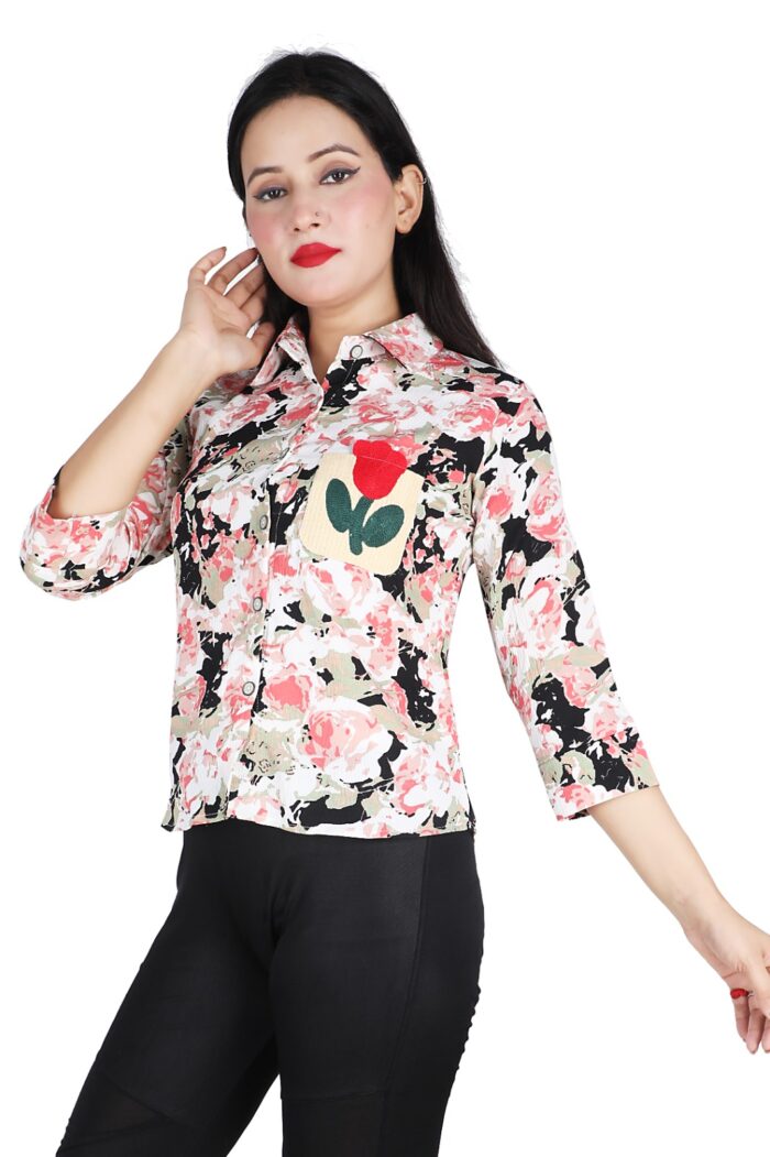 Casual Printed Women Multicolor Red Shirt