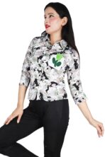Casual Printed Women Multicolor Green Shirt