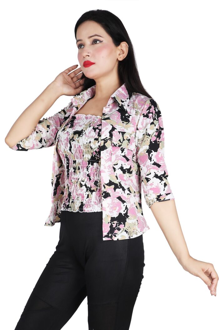Women Printed Pink Multicolor Shirt