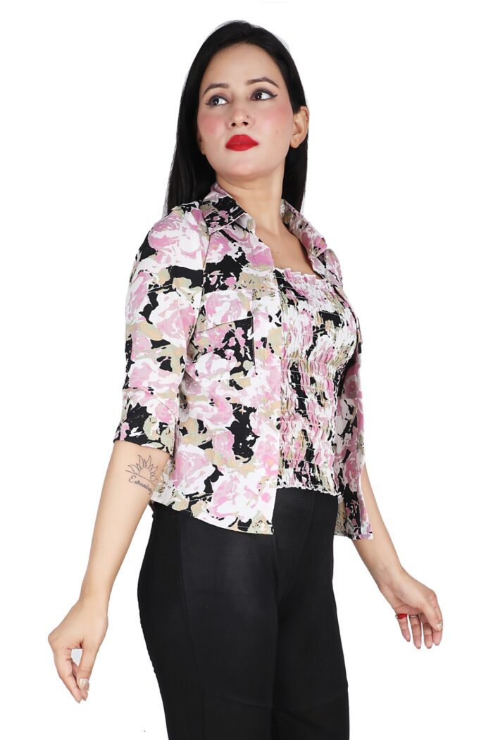 Women Printed Pink Multicolor Shirt