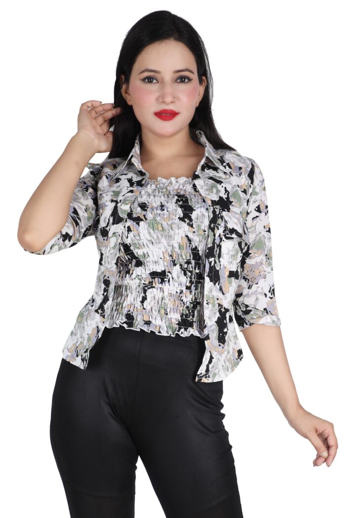 Women Printed Green Multicolor Shirt